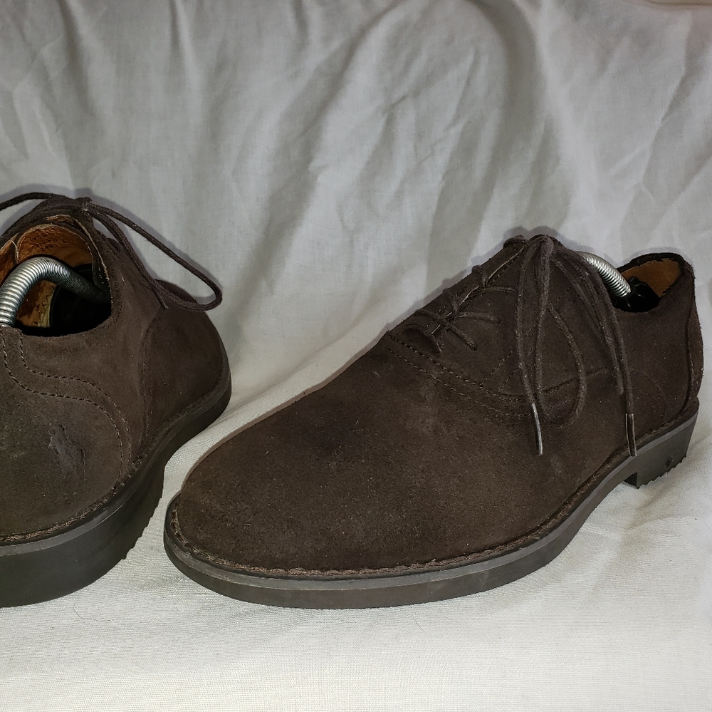 POLO Ralph Lauren Westford Brown Oiled SUEDE Leather DERBY Oxford SHOES Sz 7 D